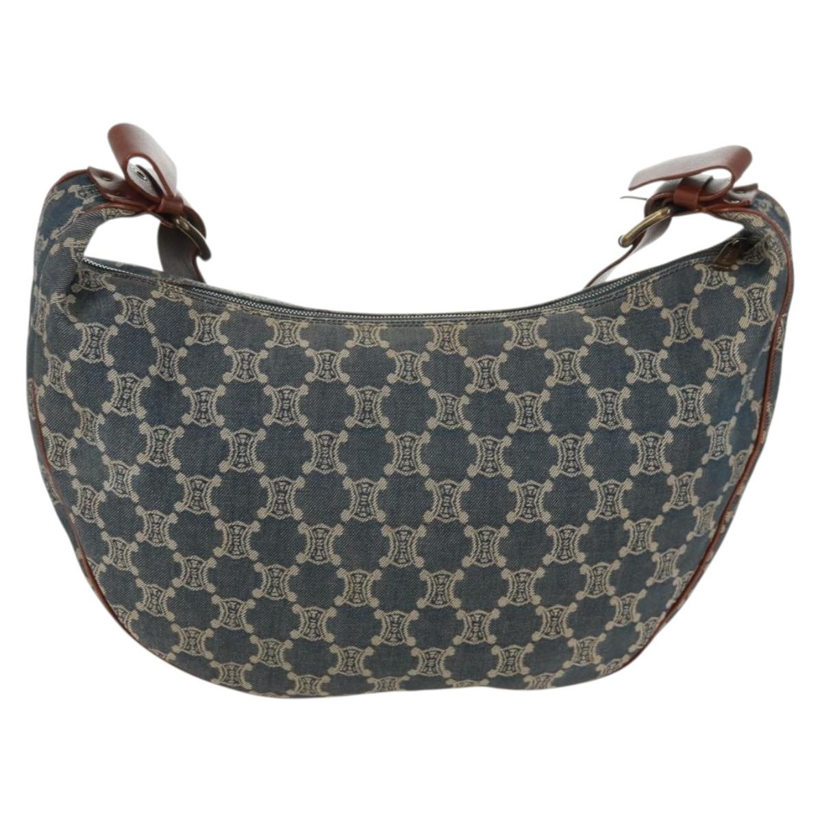 CELINE Paris Macadam Canvas Shoulder Bag Blue Auth 173229V