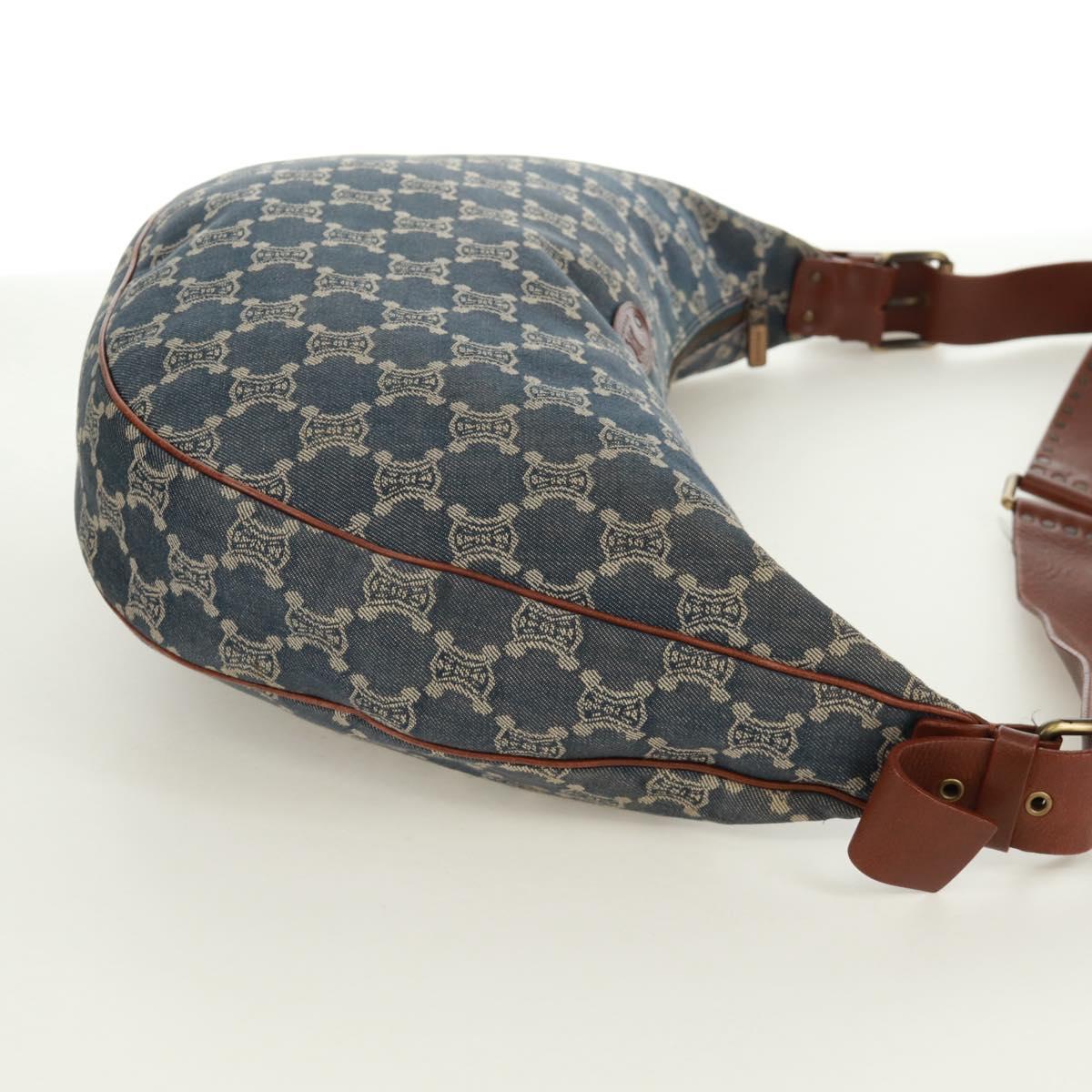 CELINE Paris Macadam Canvas Shoulder Bag Blue Auth 173229V