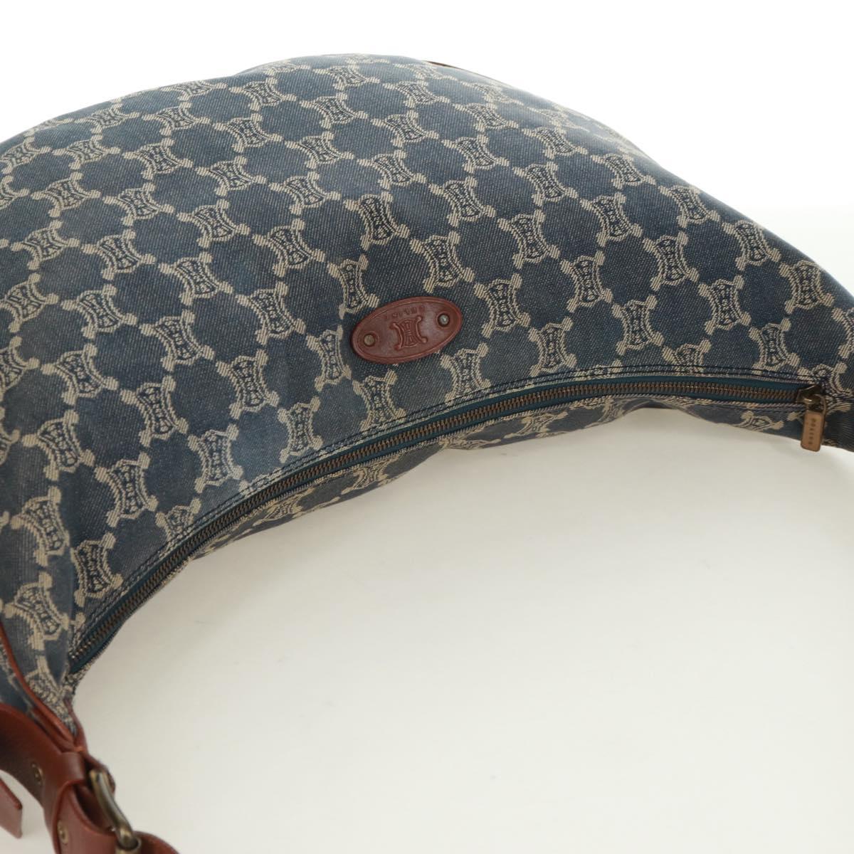 CELINE Paris Macadam Canvas Shoulder Bag Blue Auth 173229V