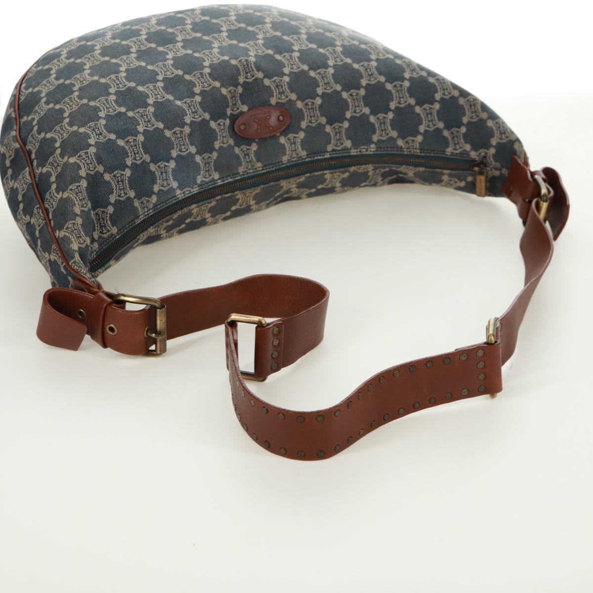 CELINE Paris Macadam Canvas Shoulder Bag Blue Auth 173229V