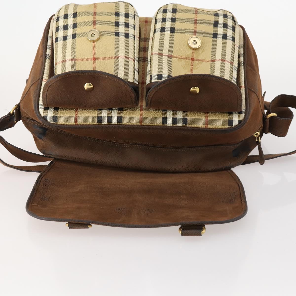Burberrys Nova Check Shoulder Bag PVC Beige Gold Auth 173230