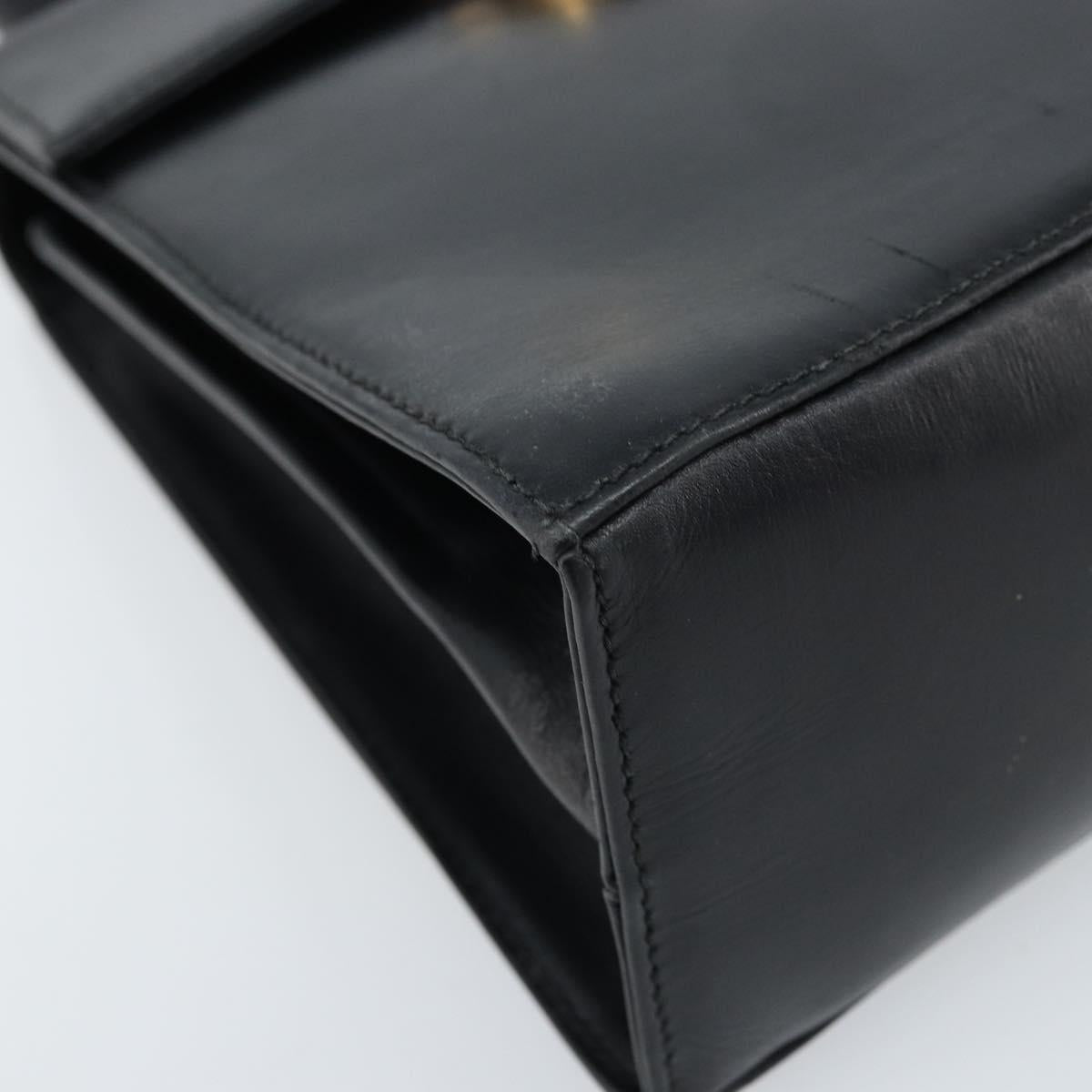 Salvatore Ferragamo Gancini Hand Bag Leather Black Gold Auth 173237