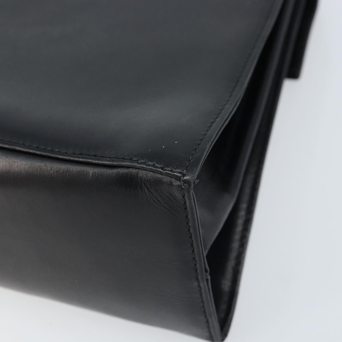 Salvatore Ferragamo Gancini Hand Bag Leather Black Gold Auth 173237