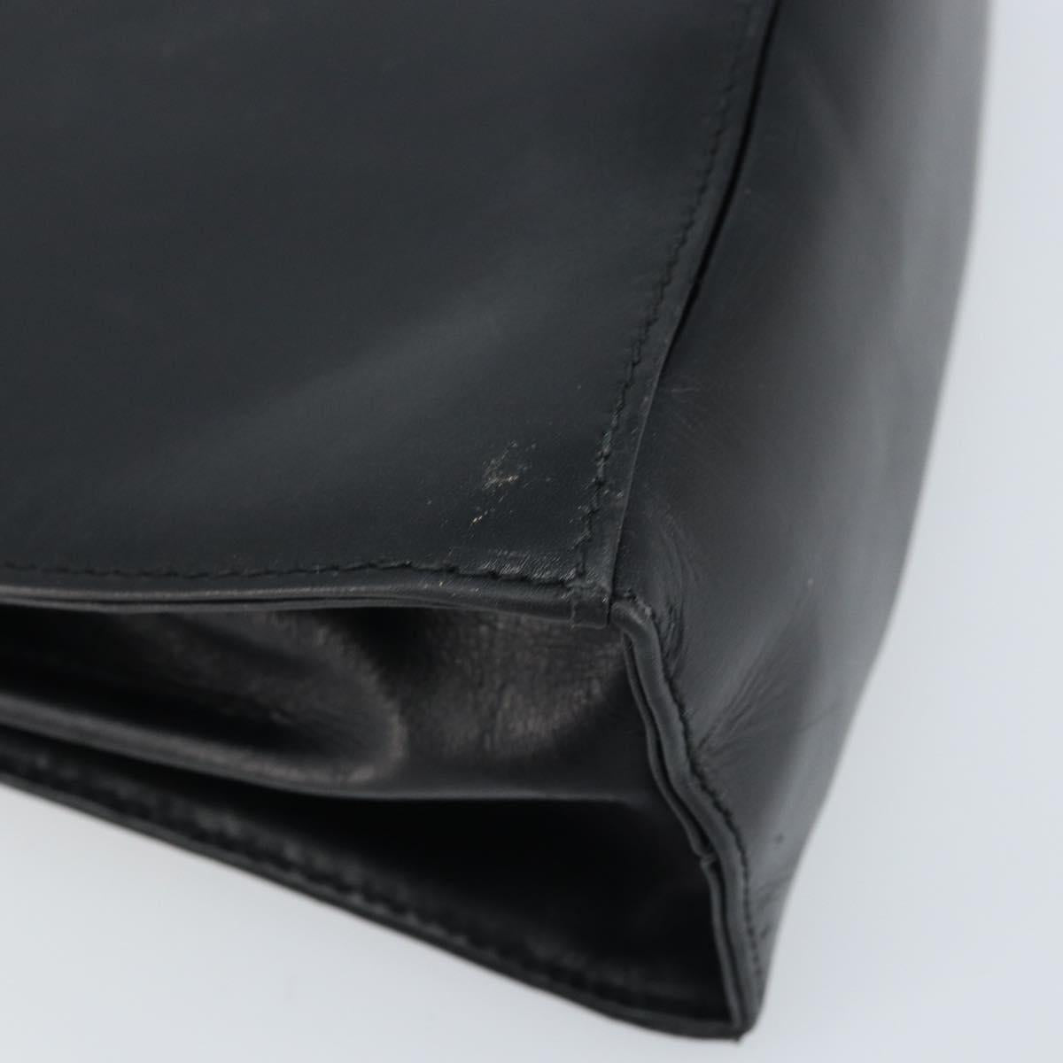 Salvatore Ferragamo Gancini Hand Bag Leather Black Gold Auth 173237