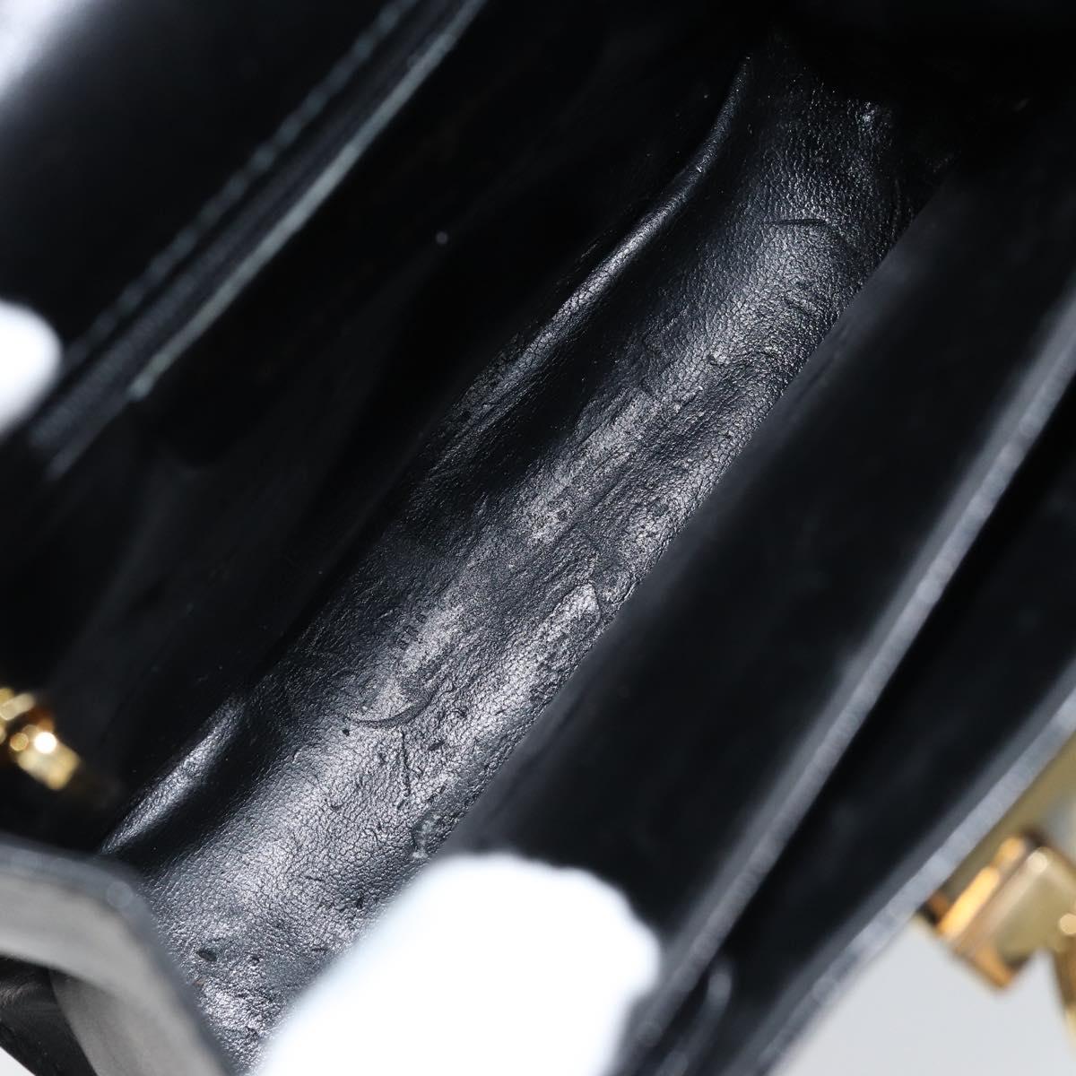 Salvatore Ferragamo Gancini Hand Bag Leather Black Gold Auth 173237