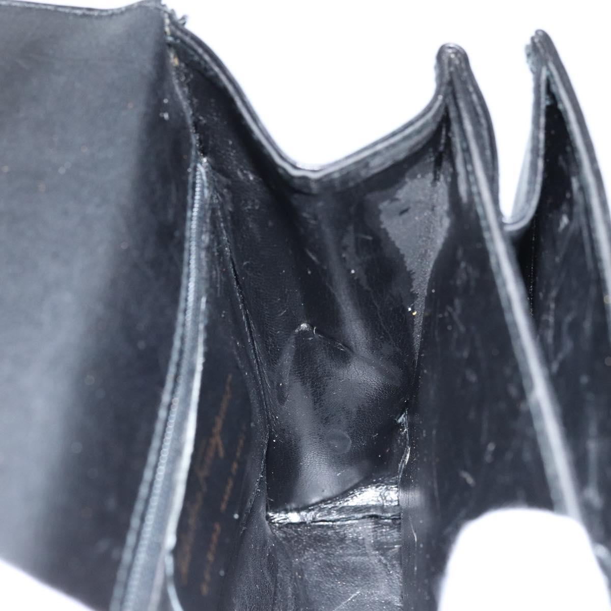 Salvatore Ferragamo Gancini Hand Bag Leather Black Gold Auth 173237