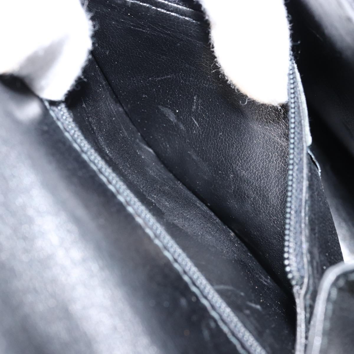 Salvatore Ferragamo Gancini Hand Bag Leather Black Gold Auth 173237