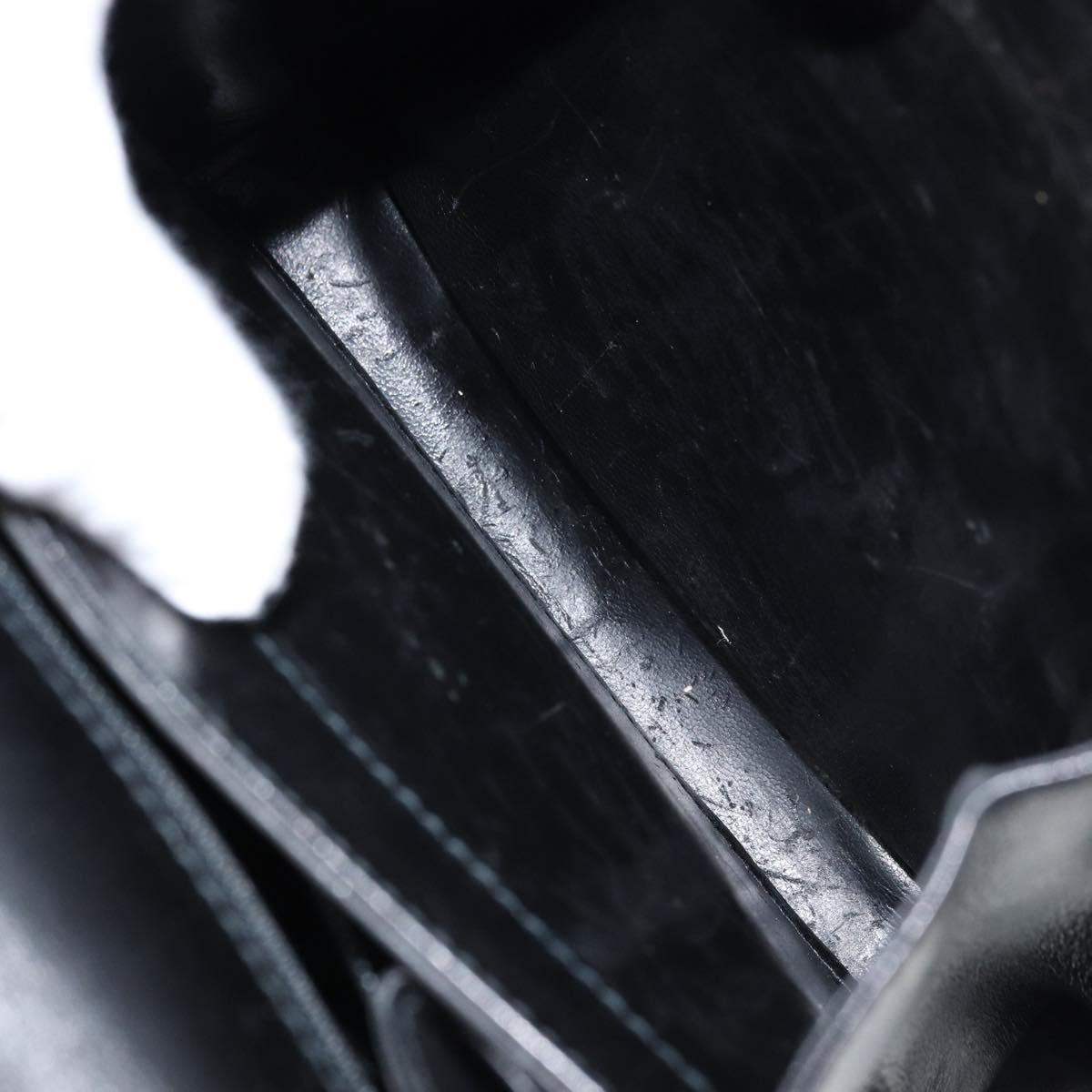 Salvatore Ferragamo Gancini Hand Bag Leather Black Gold Auth 173237