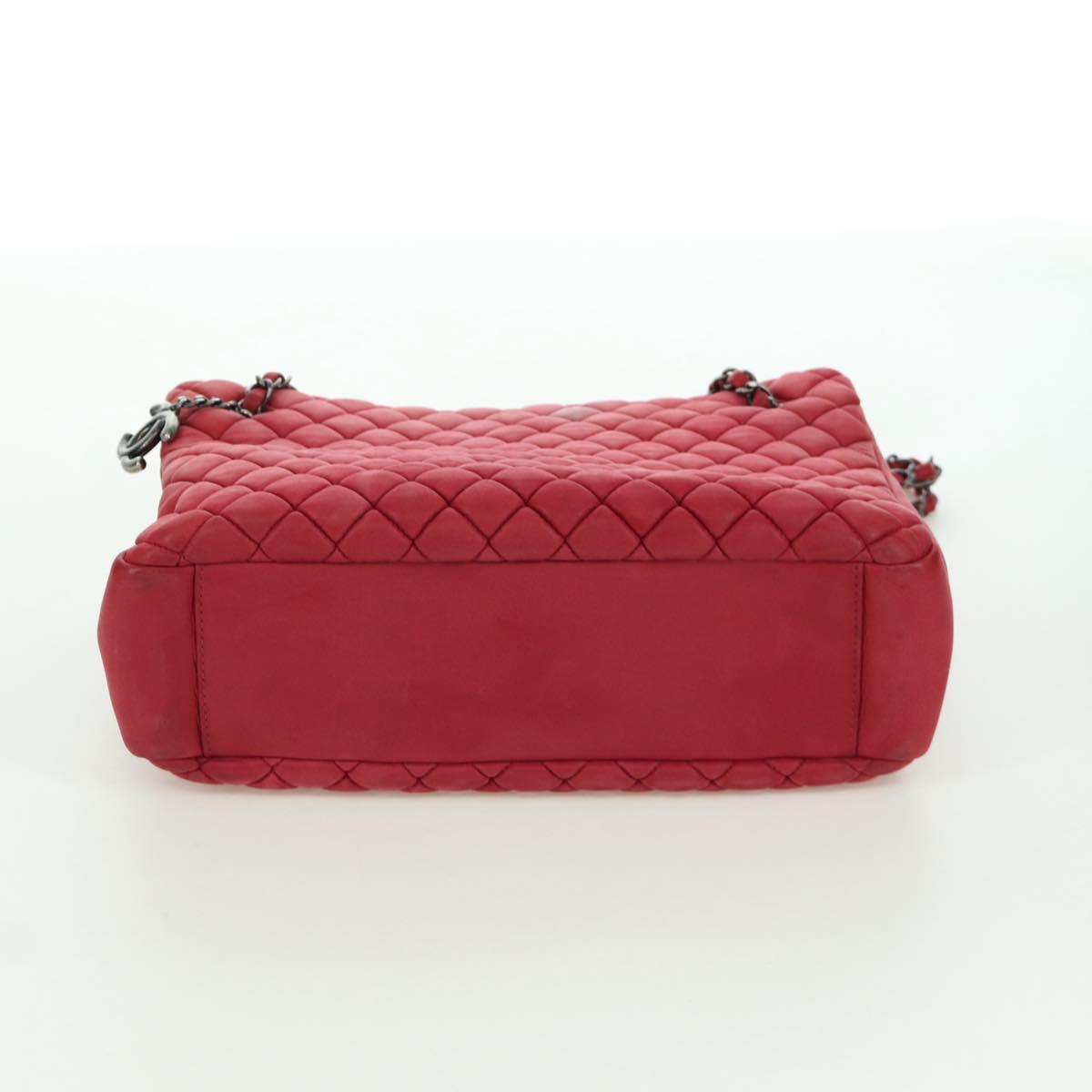 CHANEL Chain Shoulder Bag Leather Red CC Auth 173242SAV