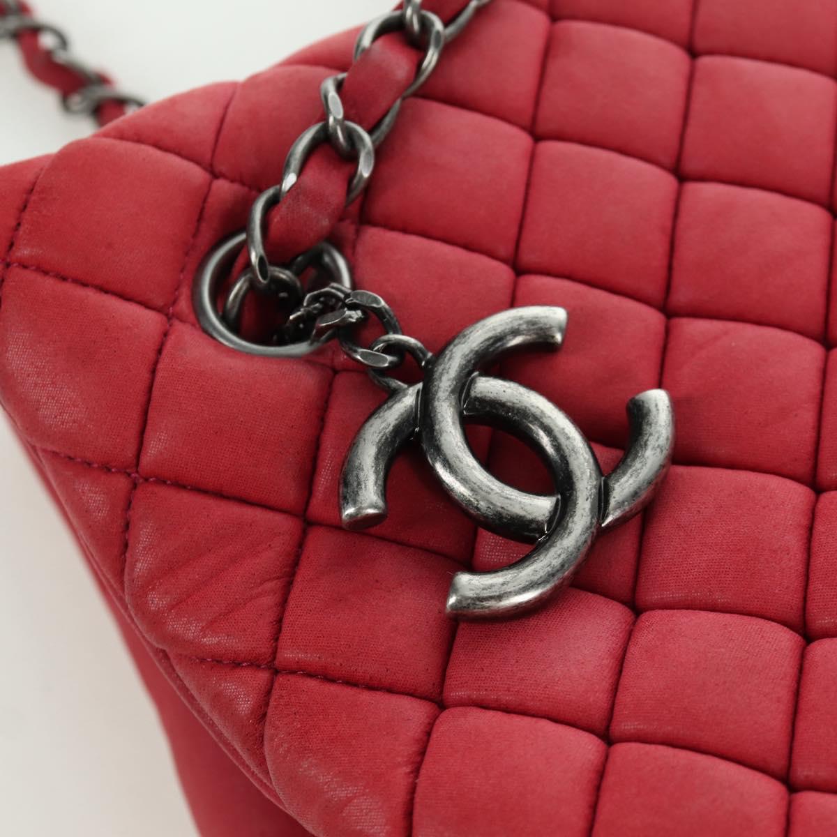 CHANEL Chain Shoulder Bag Leather Red CC Auth 173242SAV