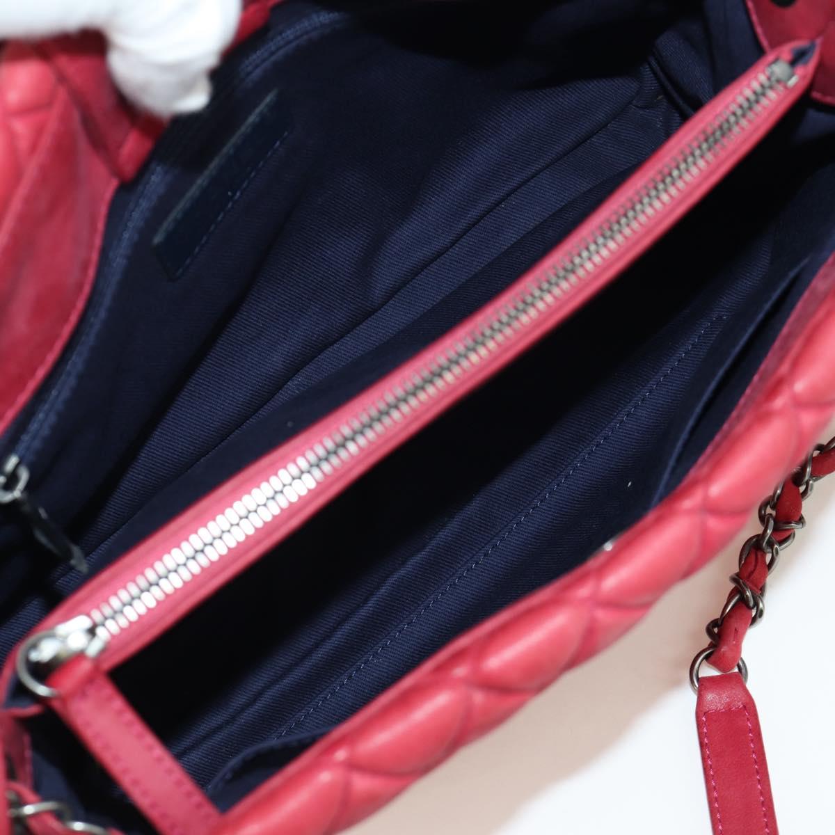 CHANEL Chain Shoulder Bag Leather Red CC Auth 173242SAV