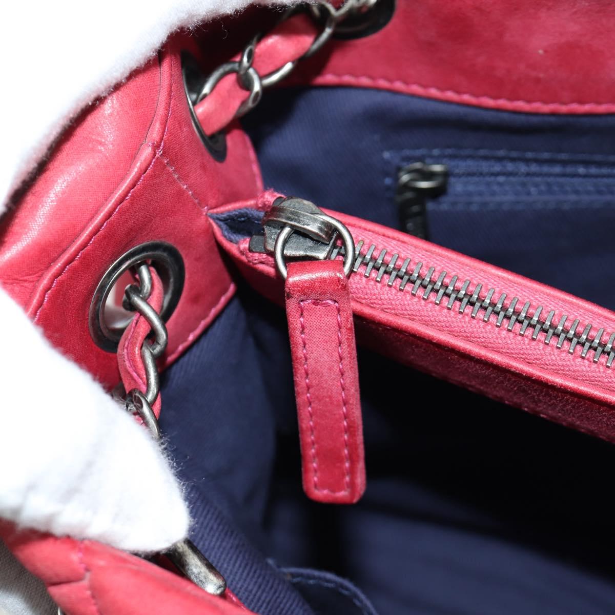 CHANEL Chain Shoulder Bag Leather Red CC Auth 173242SAV