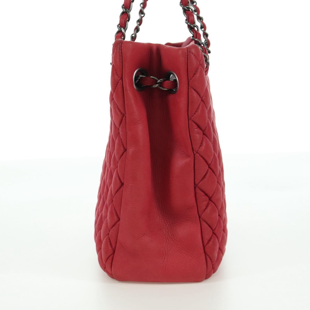 CHANEL Chain Shoulder Bag Leather Red CC Auth 173242SAV
