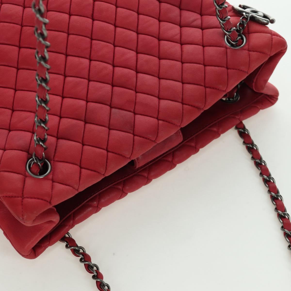 CHANEL Chain Shoulder Bag Leather Red CC Auth 173242SAV
