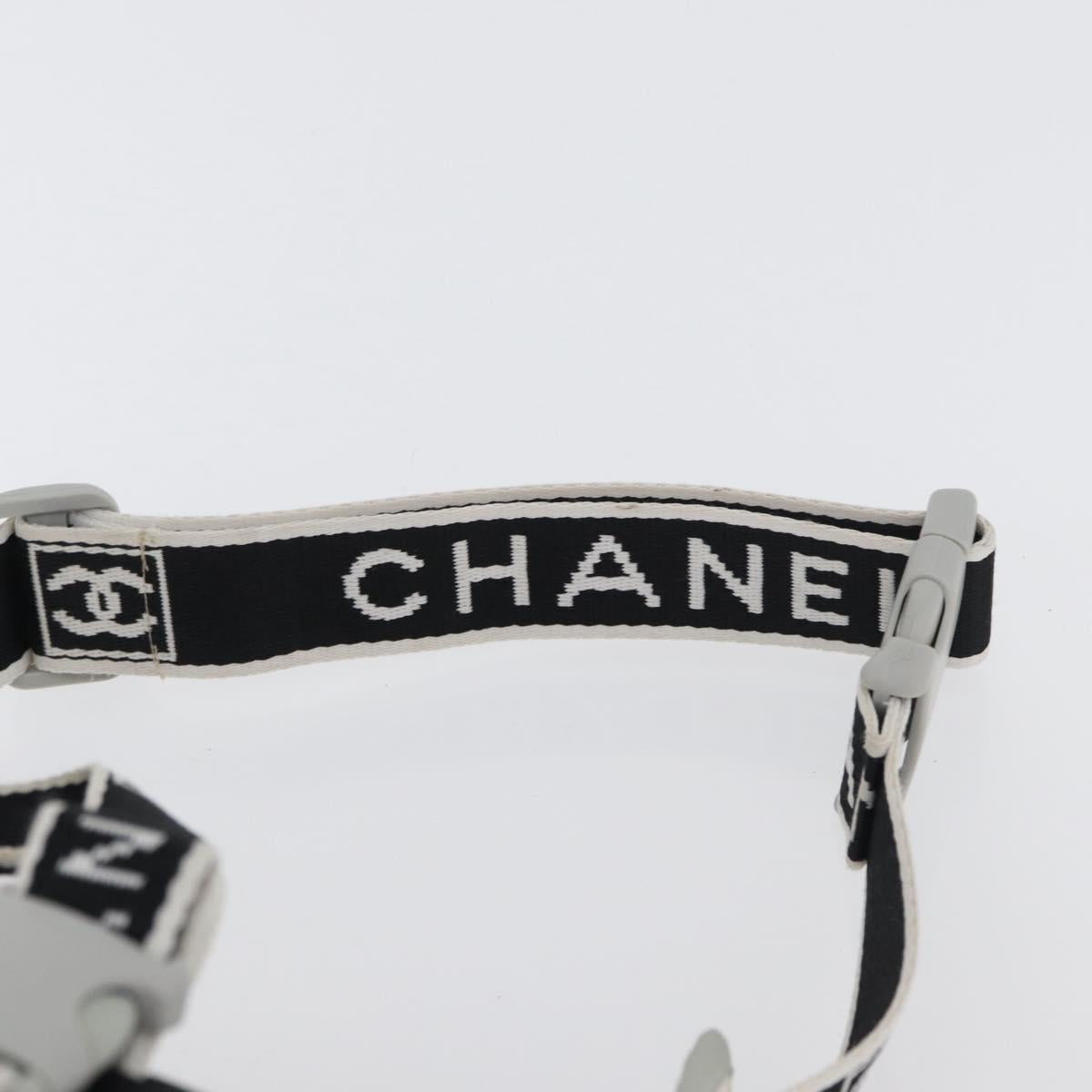 CHANEL Sports Line Waist bag Nylon Black Silver CC Auth 173243A