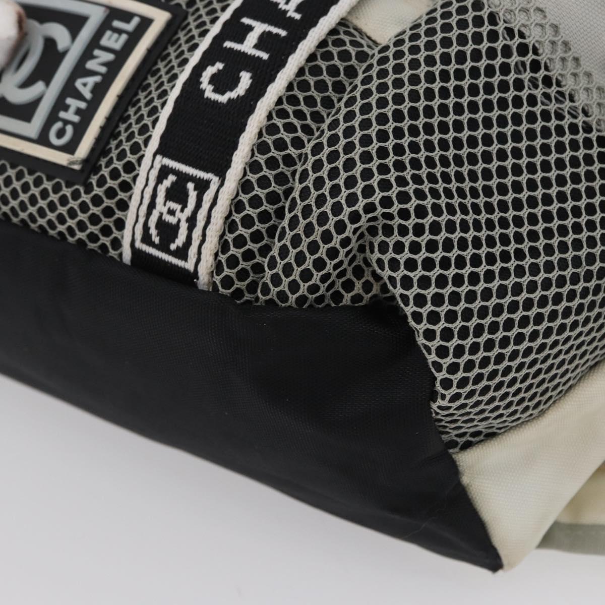 CHANEL Sports Line Waist bag Nylon Black Silver CC Auth 173243A