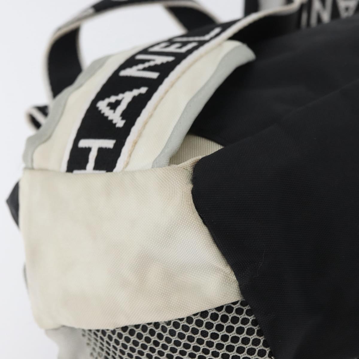 CHANEL Sports Line Waist bag Nylon Black Silver CC Auth 173243A