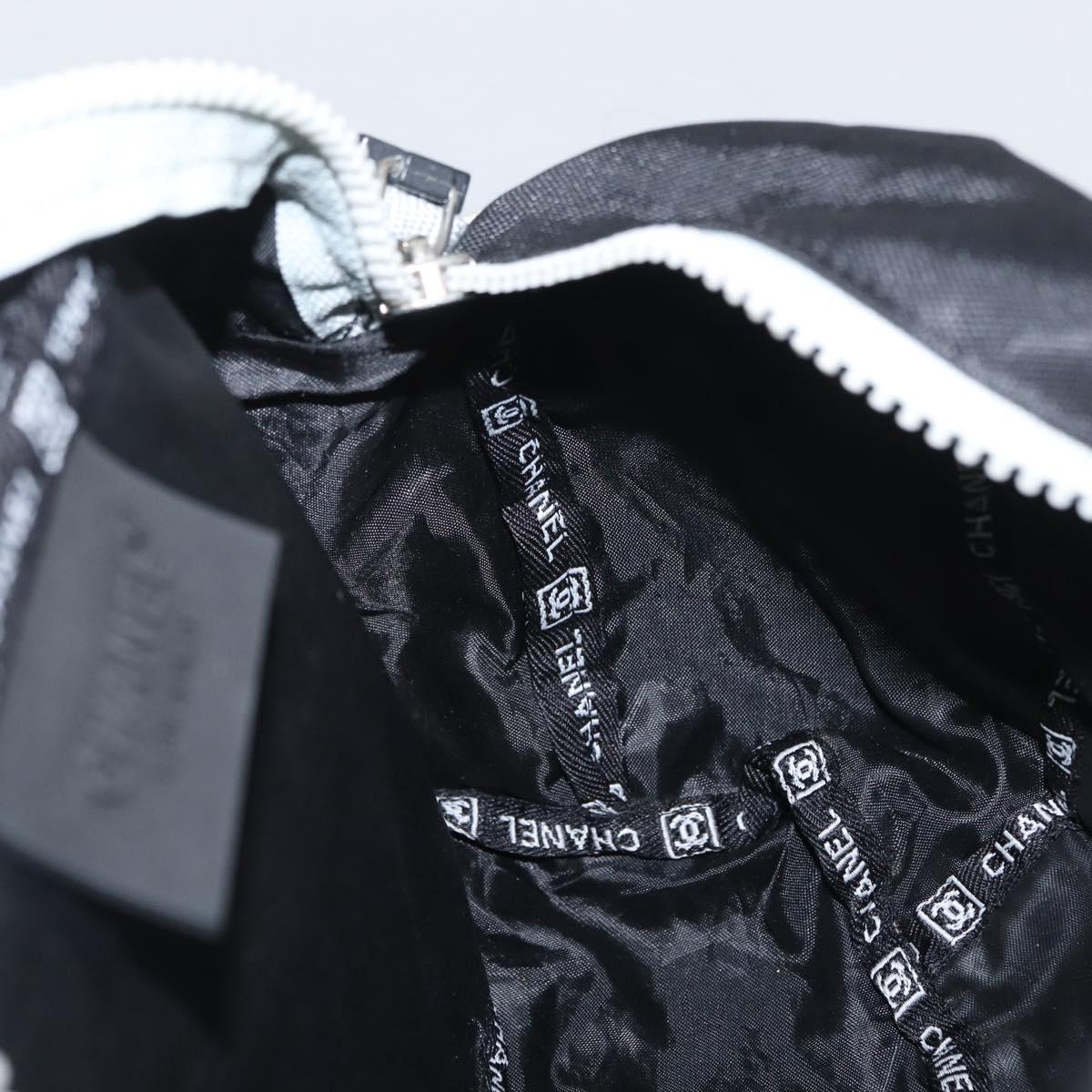 CHANEL Sports Line Waist bag Nylon Black Silver CC Auth 173243A