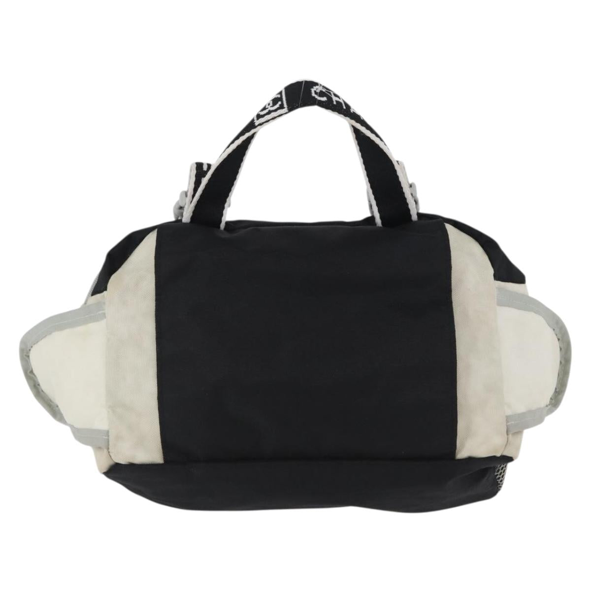 CHANEL Sports Line Waist bag Nylon Black Silver CC Auth 173243A