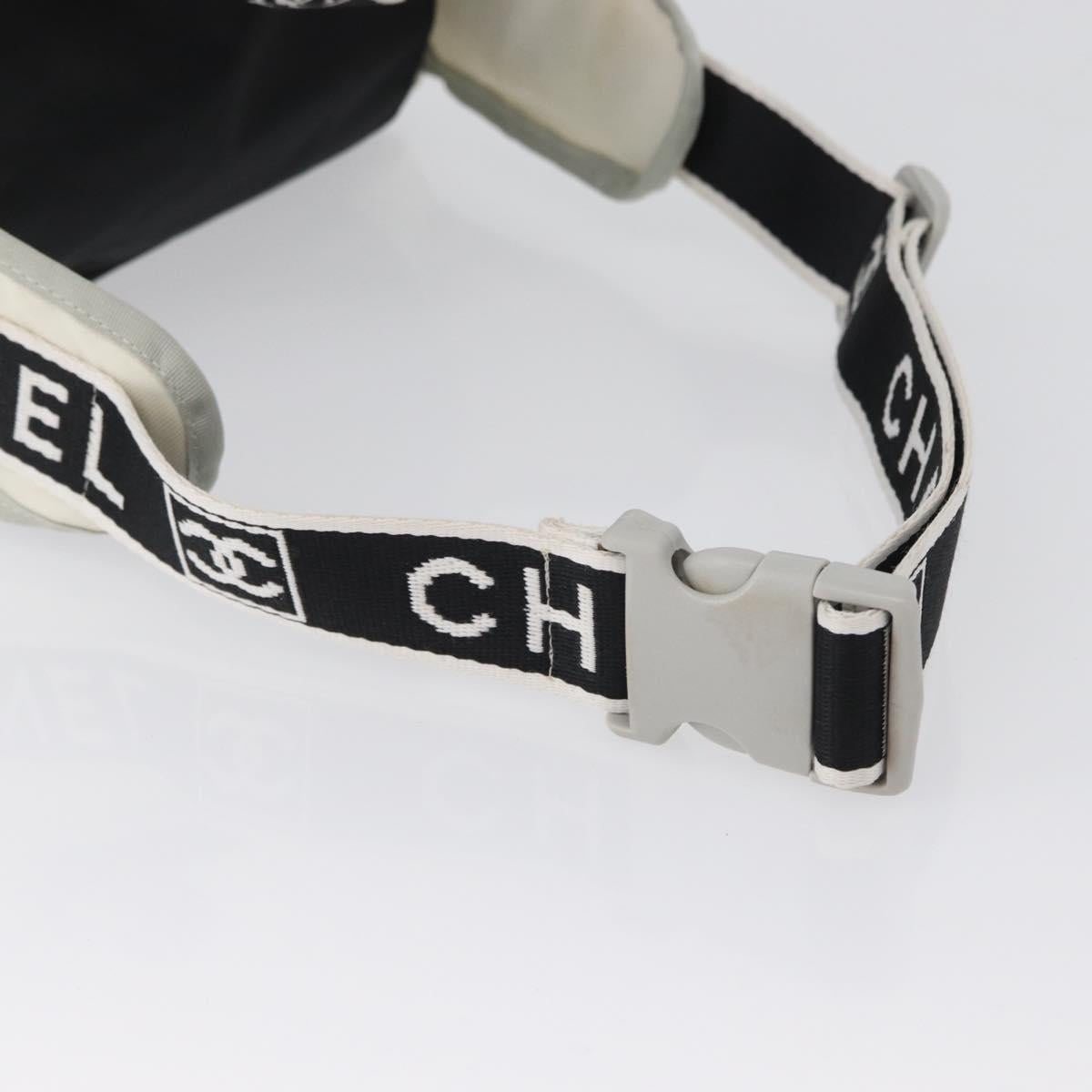 CHANEL Sports Line Waist bag Nylon Black Silver CC Auth 173243A
