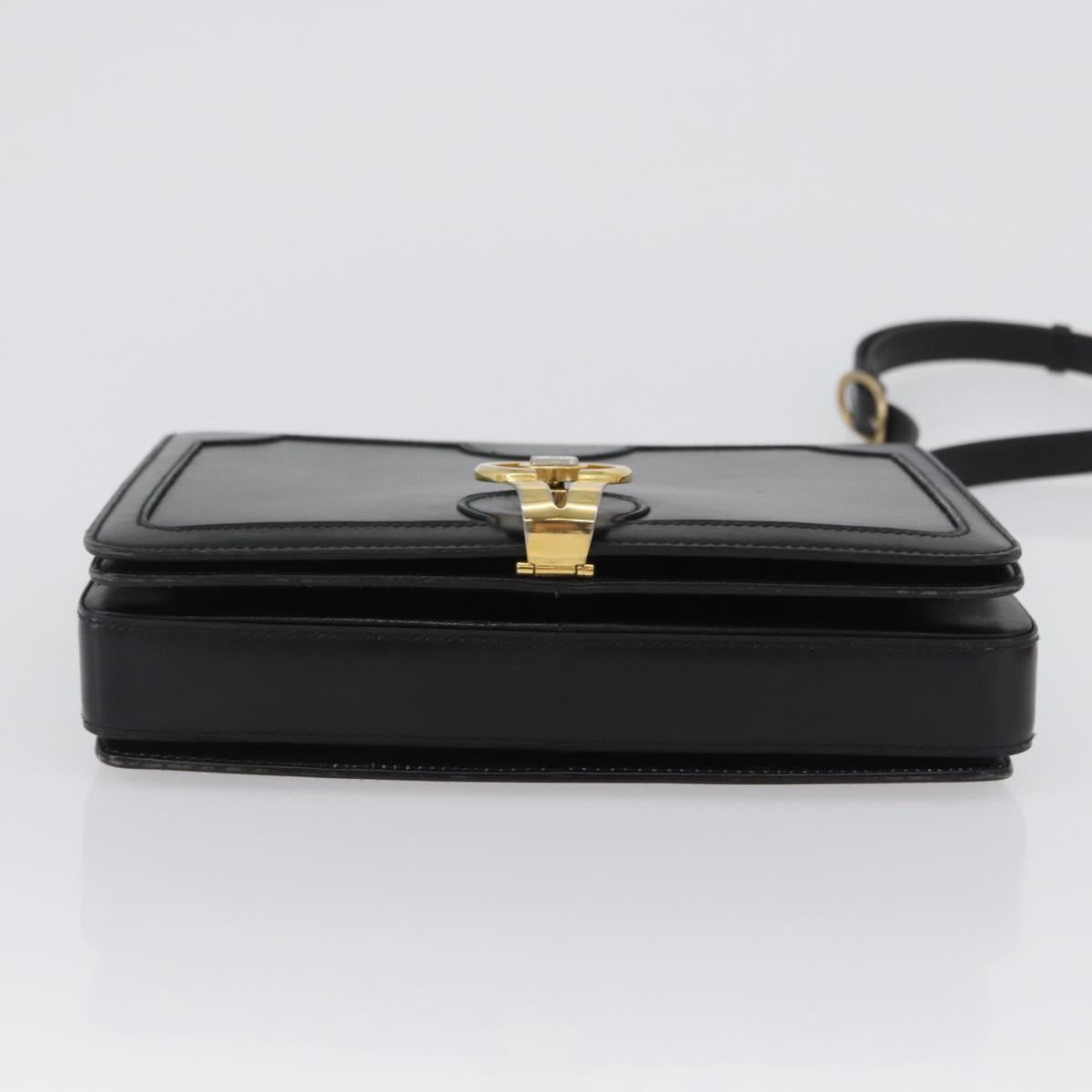 BALLY Shoulder Bag Leather Black Gold Auth 173248A