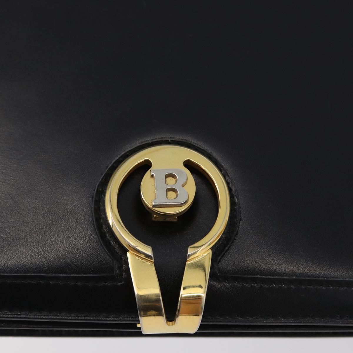 BALLY Shoulder Bag Leather Black Gold Auth 173248A