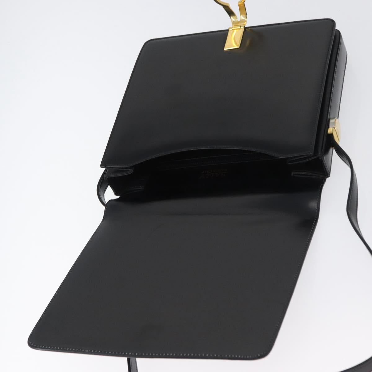 BALLY Shoulder Bag Leather Black Gold Auth 173248A