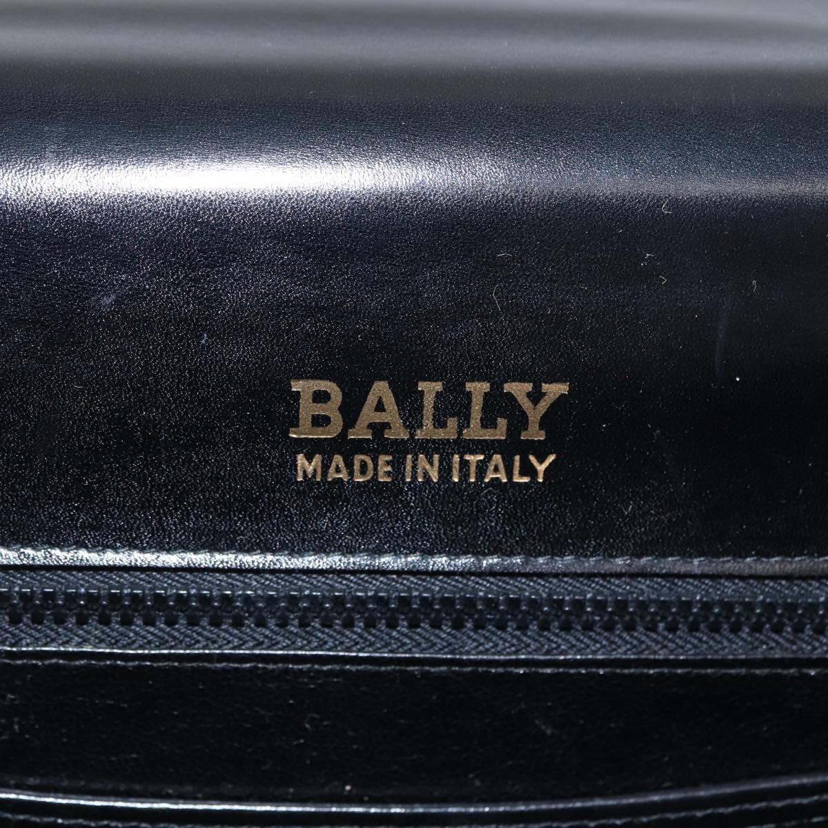 BALLY Shoulder Bag Leather Black Gold Auth 173248A