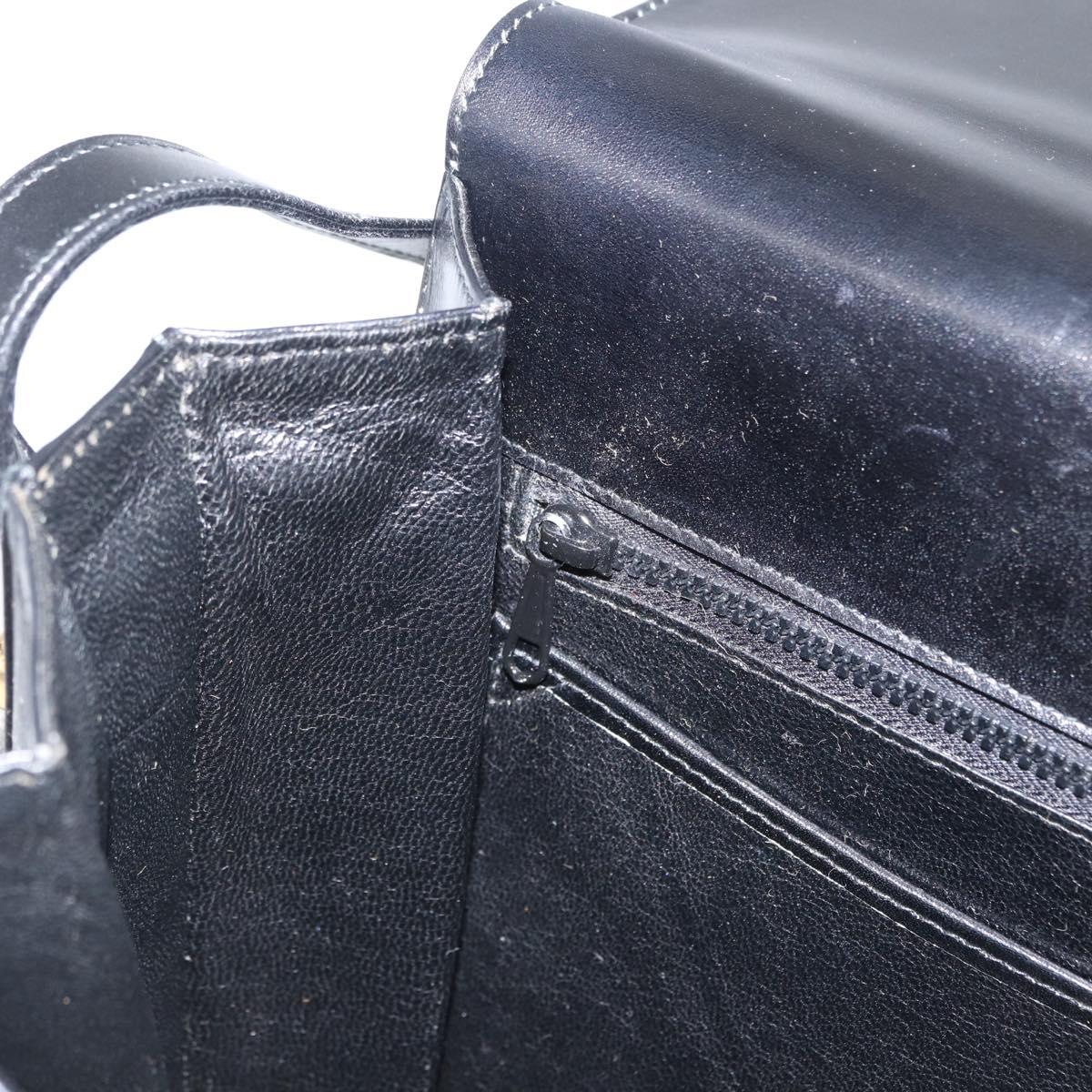 BALLY Shoulder Bag Leather Black Gold Auth 173248A