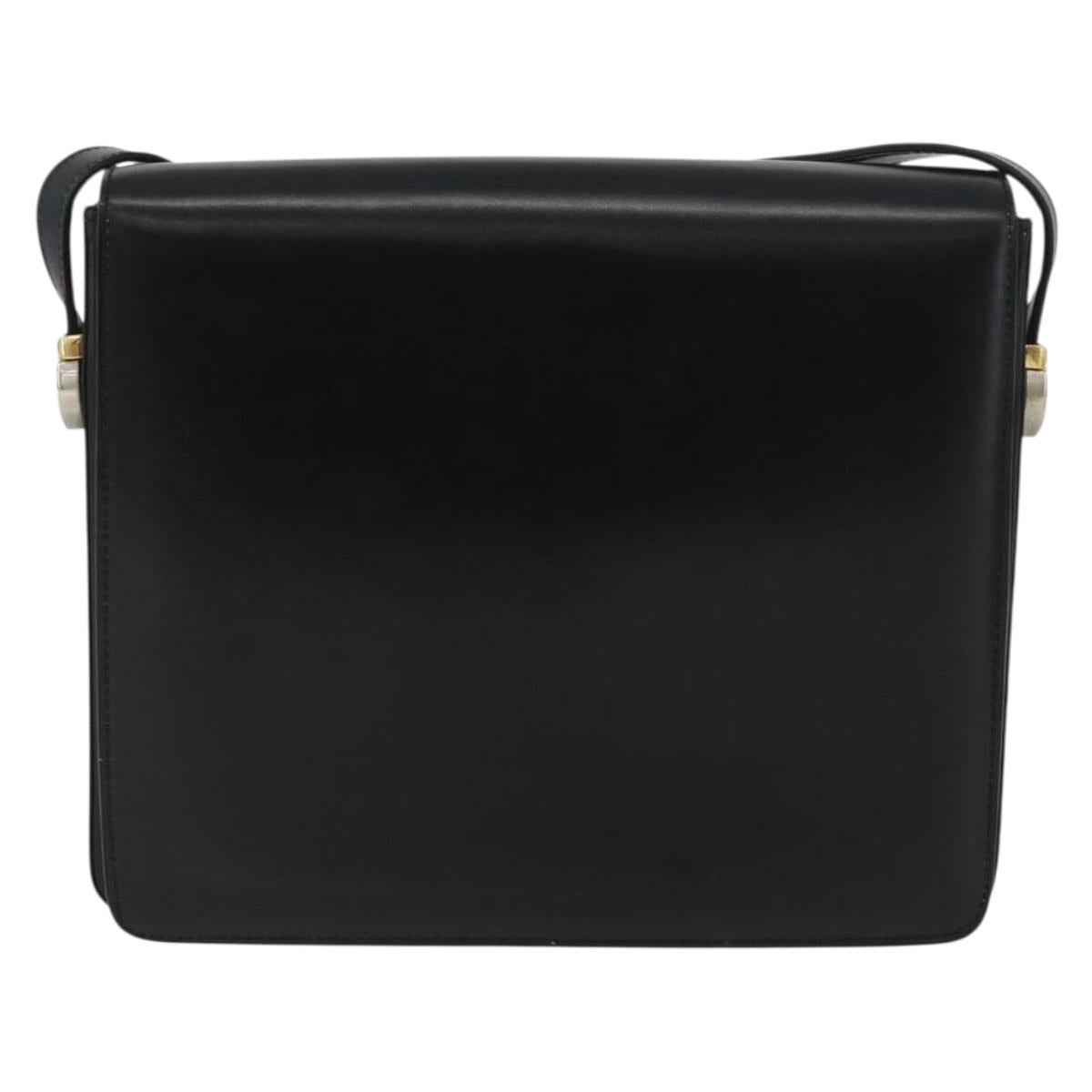 BALLY Shoulder Bag Leather Black Gold Auth 173248A