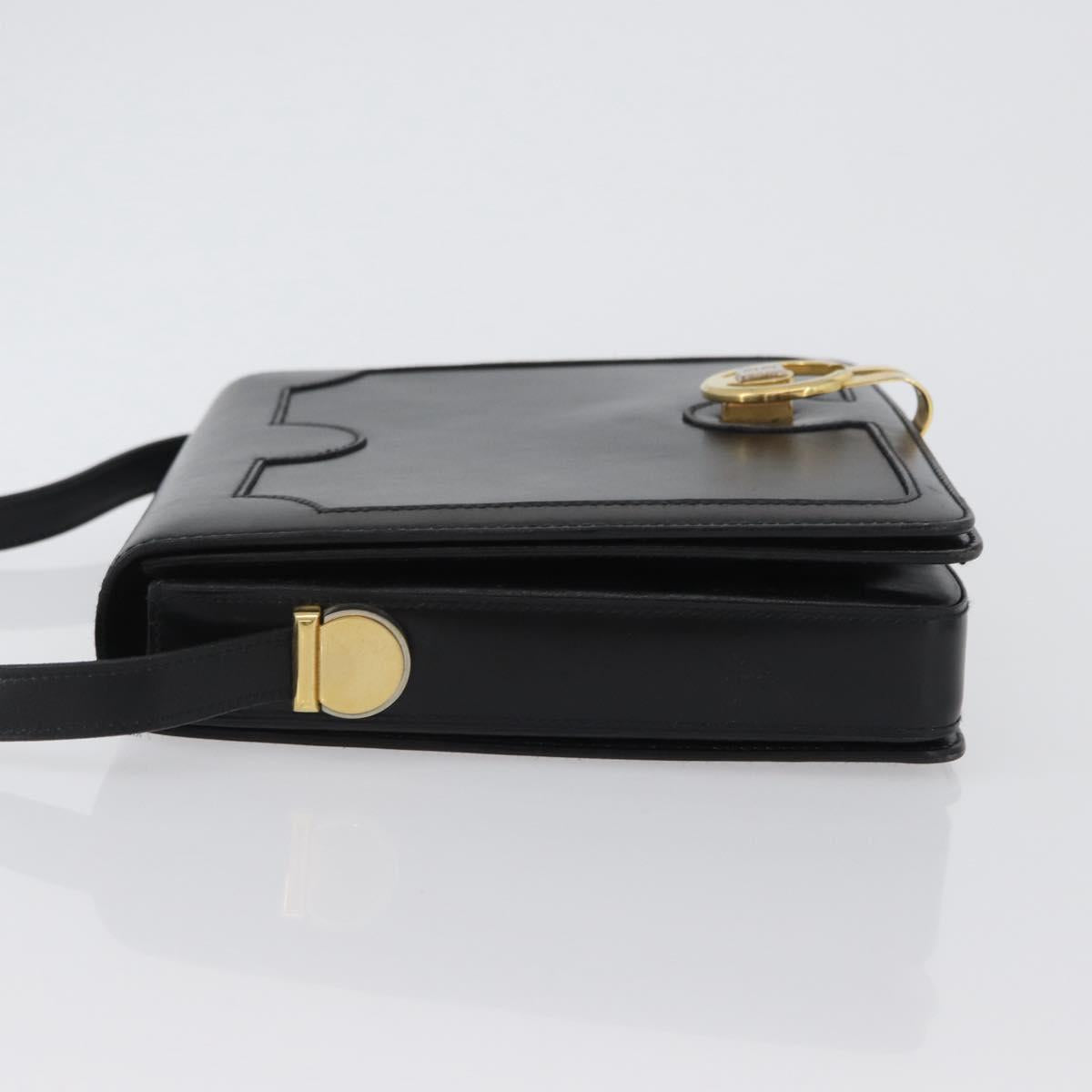 BALLY Shoulder Bag Leather Black Gold Auth 173248A