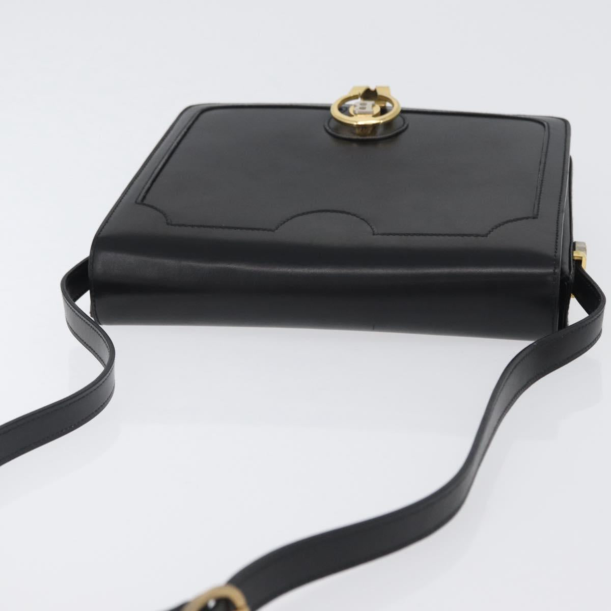 BALLY Shoulder Bag Leather Black Gold Auth 173248A
