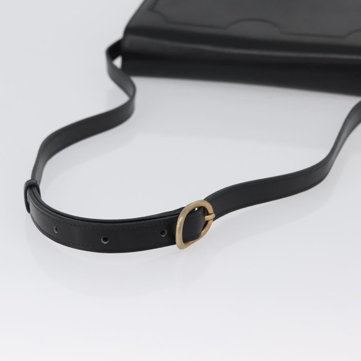 BALLY Shoulder Bag Leather Black Gold Auth 173248A