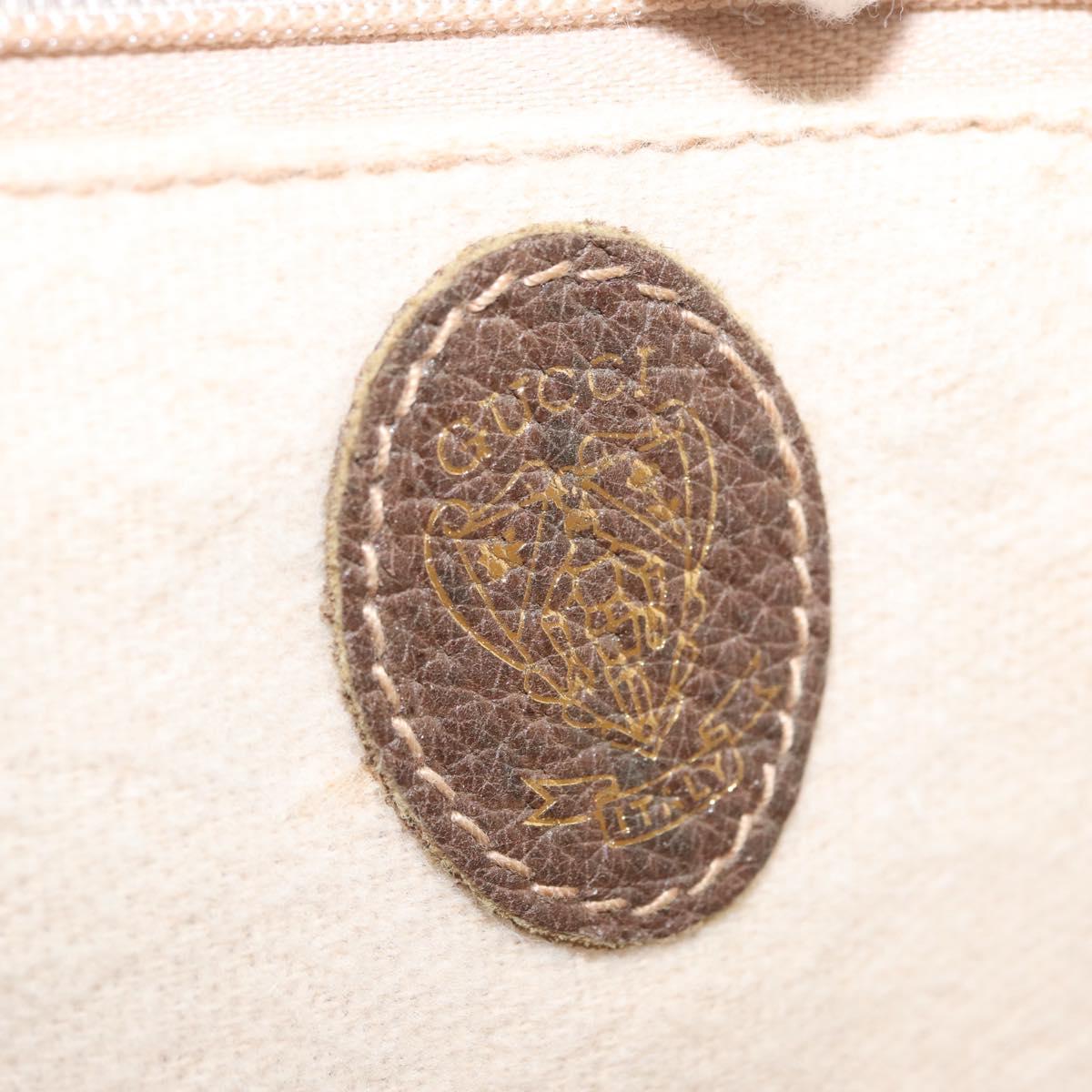 GUCCI Web Sherry Line Boots Metal Shoulder Bag Leather Brown Gold Auth 173249A