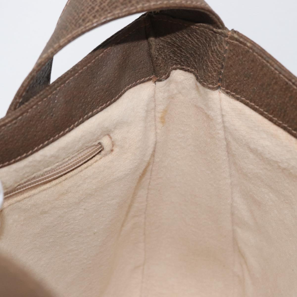 GUCCI Web Sherry Line Boots Metal Shoulder Bag Leather Brown Gold Auth 173249A