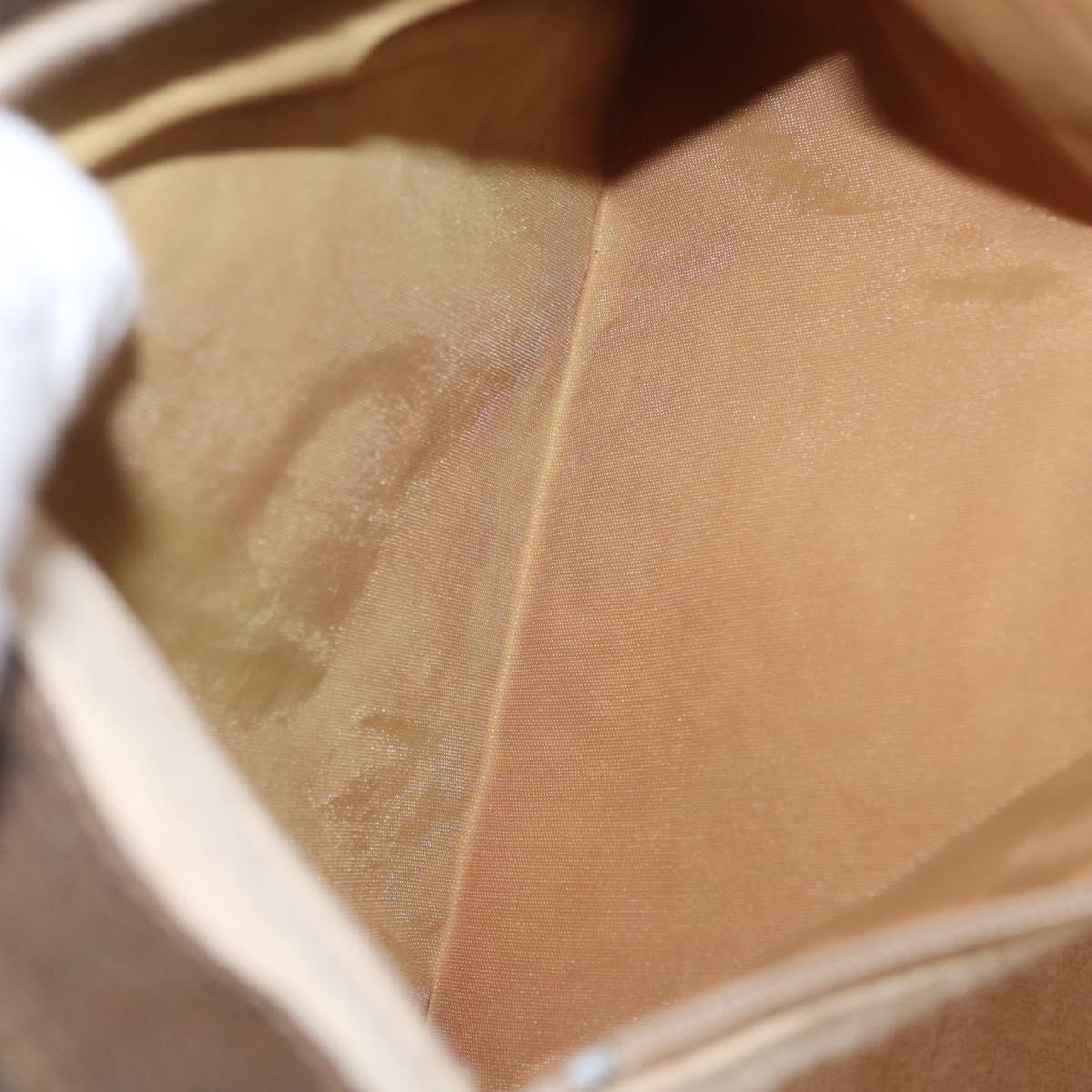 GUCCI Web Sherry Line Boots Metal Shoulder Bag Leather Brown Gold Auth 173249A