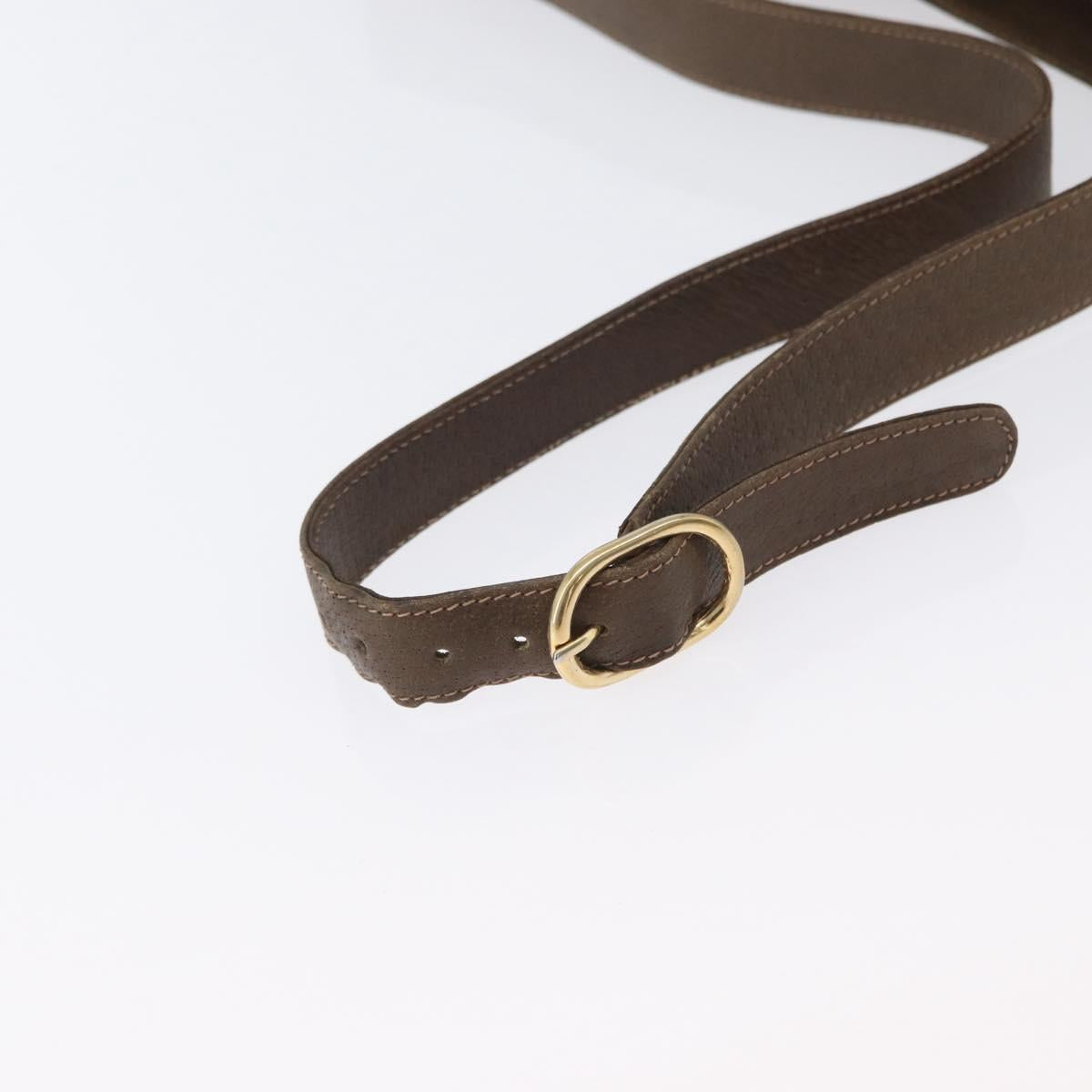 GUCCI Web Sherry Line Boots Metal Shoulder Bag Leather Brown Gold Auth 173249A