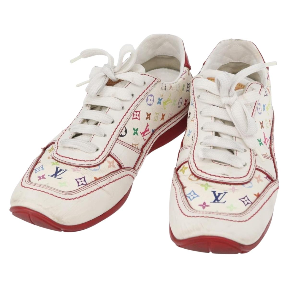 LOUIS VUITTON Monogram Multicolor Sneakers 36 1/2 White LV Auth 173253