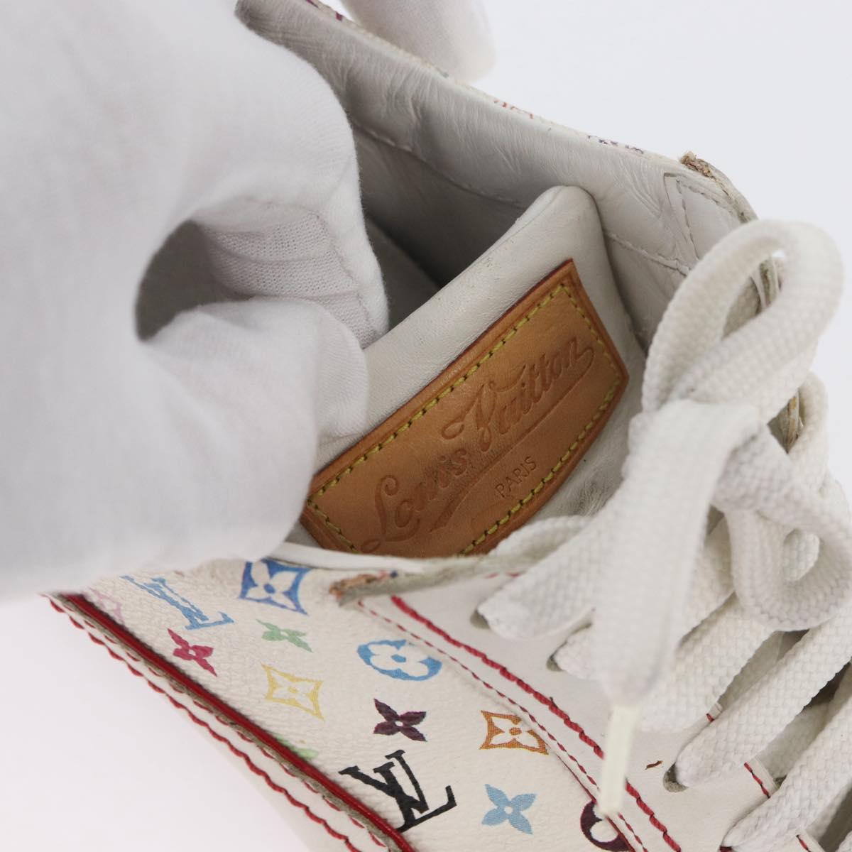 LOUIS VUITTON Monogram Multicolor Sneakers 36 1/2 White LV Auth 173253