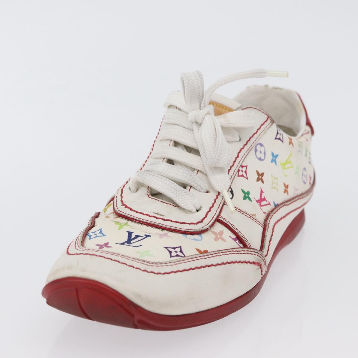 LOUIS VUITTON Monogram Multicolor Sneakers 36 1/2 White LV Auth 173253