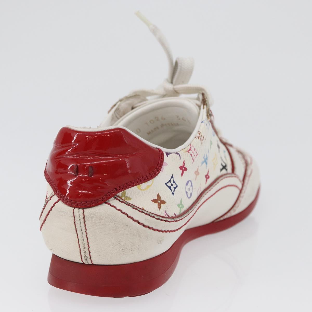 LOUIS VUITTON Monogram Multicolor Sneakers 36 1/2 White LV Auth 173253