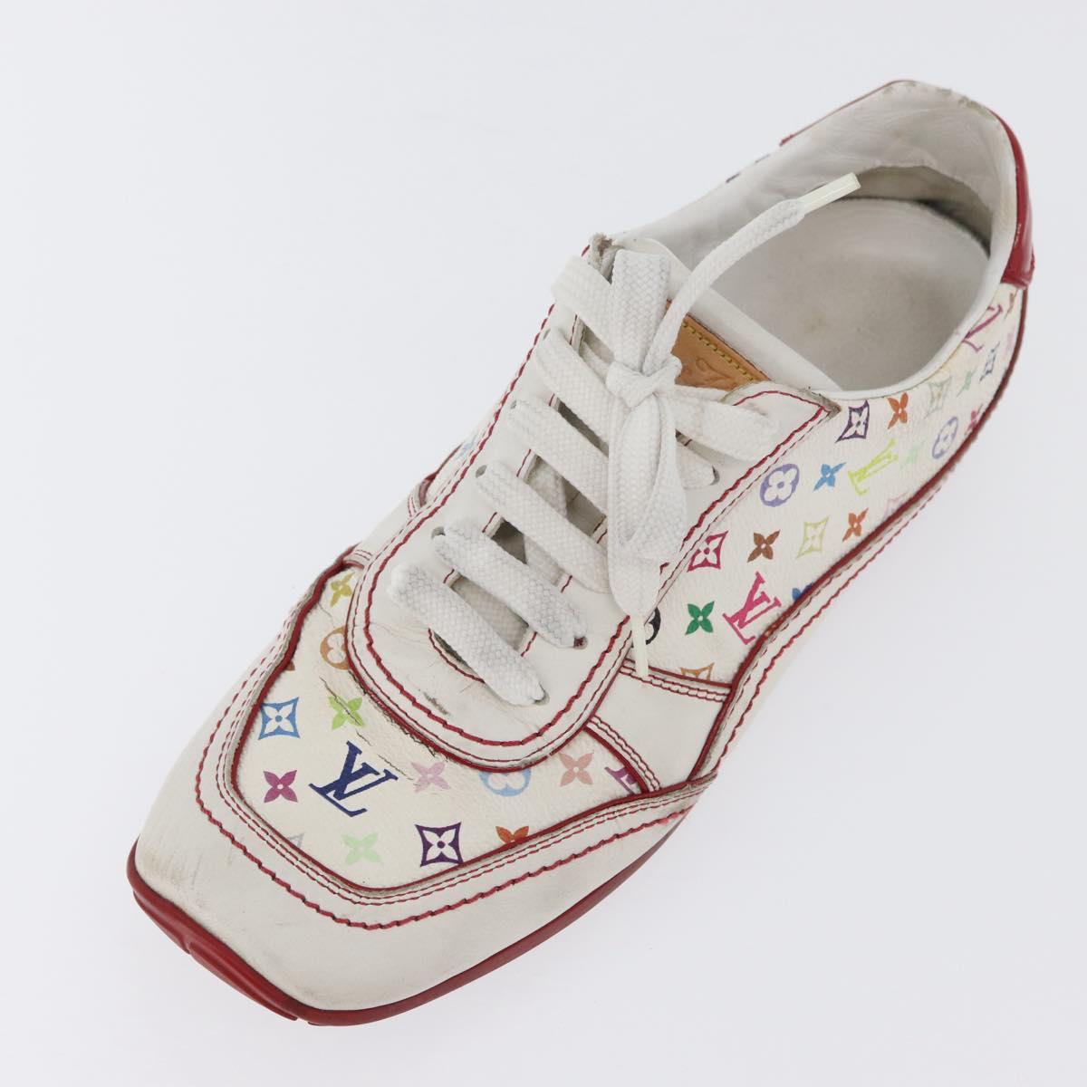LOUIS VUITTON Monogram Multicolor Sneakers 36 1/2 White LV Auth 173253
