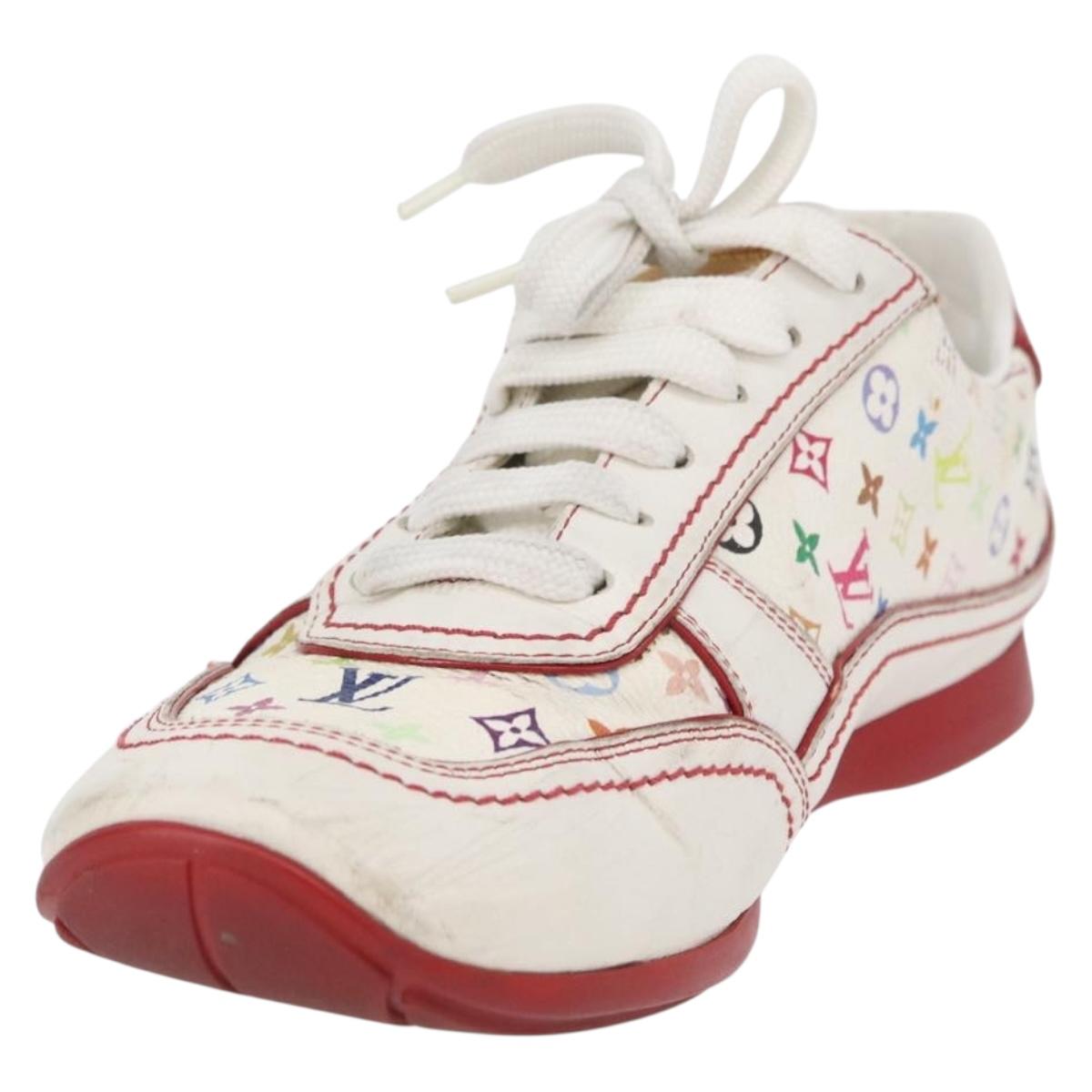 LOUIS VUITTON Monogram Multicolor Sneakers 36 1/2 White LV Auth 173253