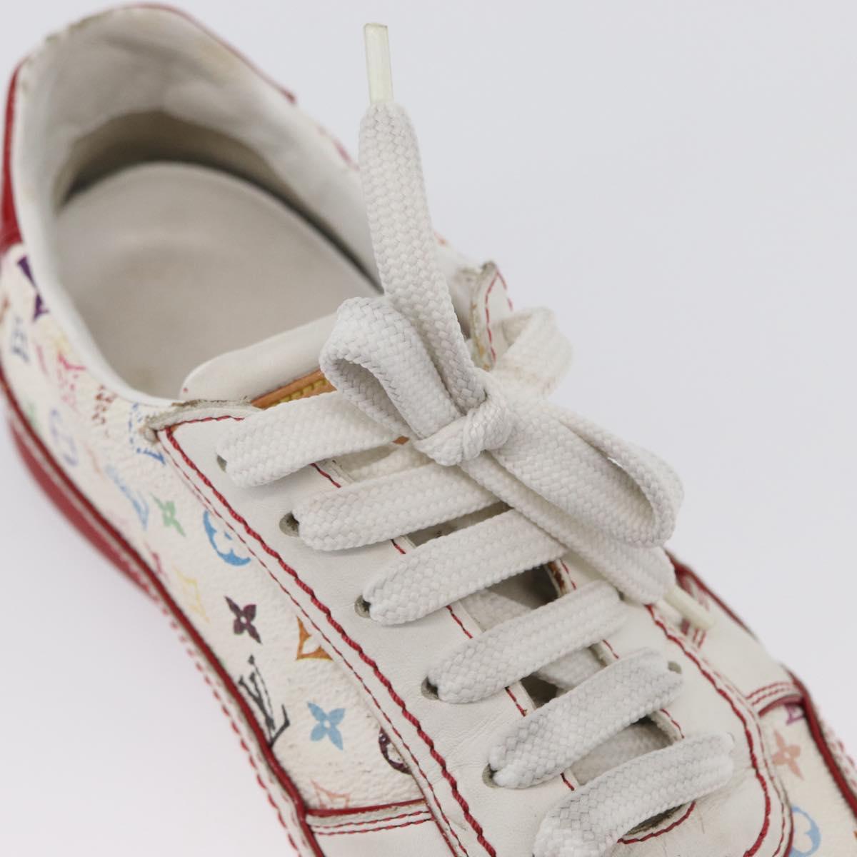 LOUIS VUITTON Monogram Multicolor Sneakers 36 1/2 White LV Auth 173253