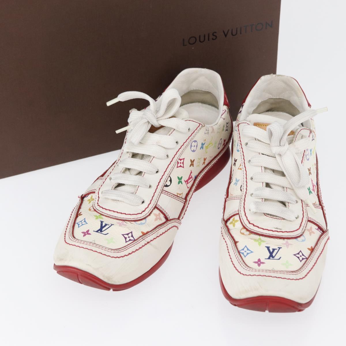 LOUIS VUITTON Monogram Multicolor Sneakers 36 1/2 White LV Auth 173253