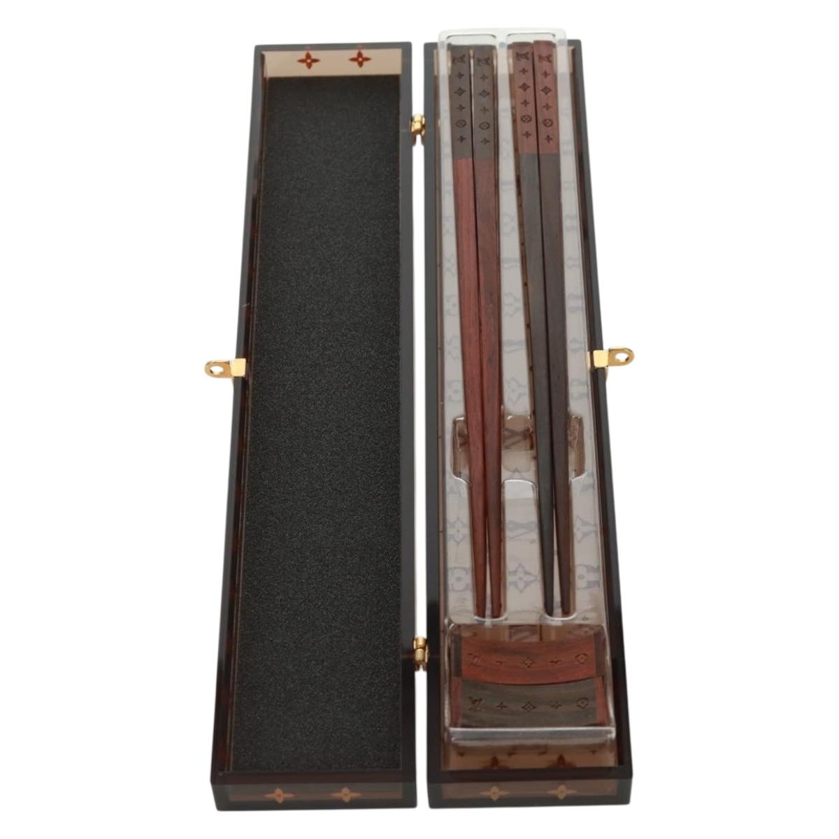 LOUIS VUITTON Monogram Chop Stick Wood Brown LV Auth 173258A