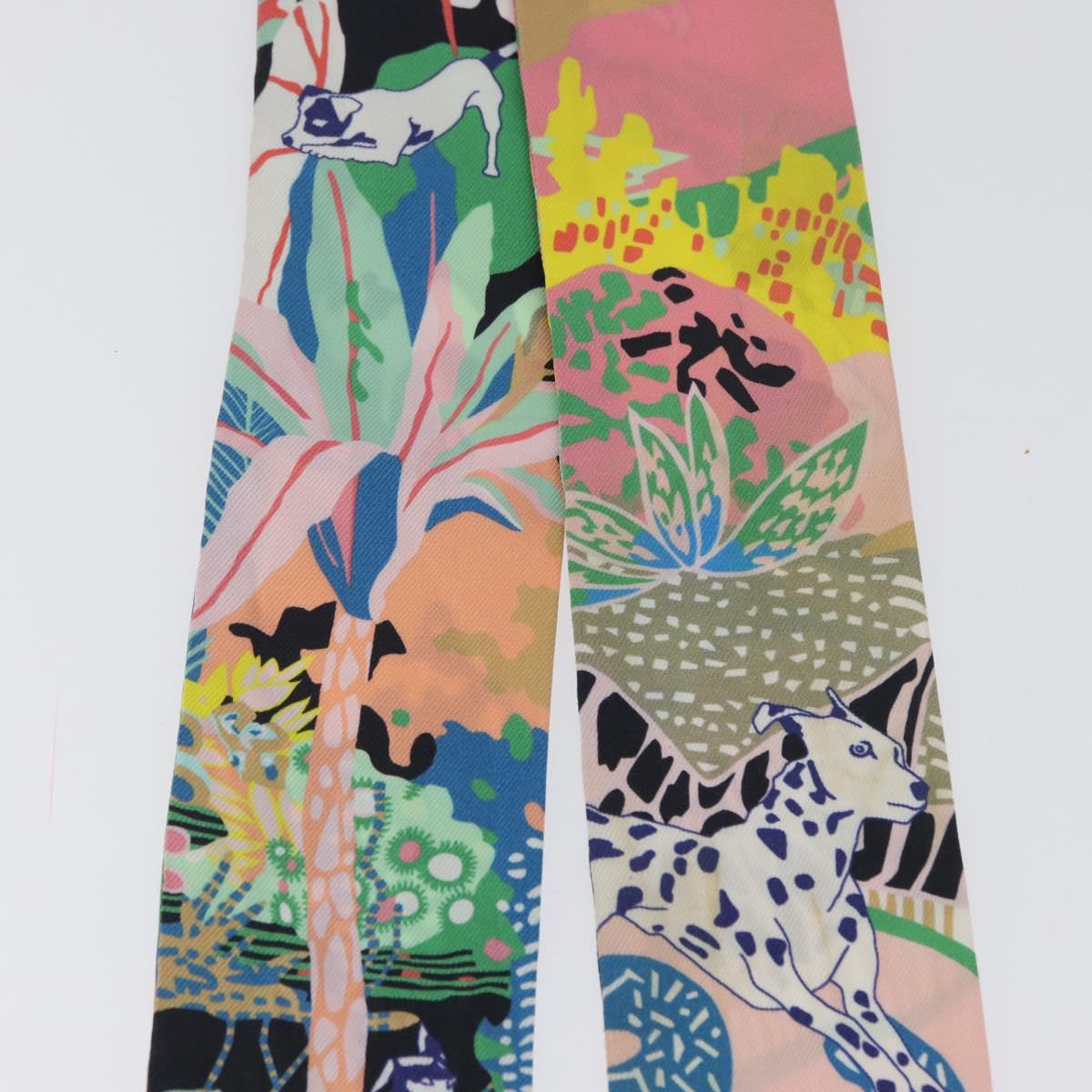 HERMES Twilly Scarf ""En Libertテゥ ! "" Silk Multicolor Auth 173260A