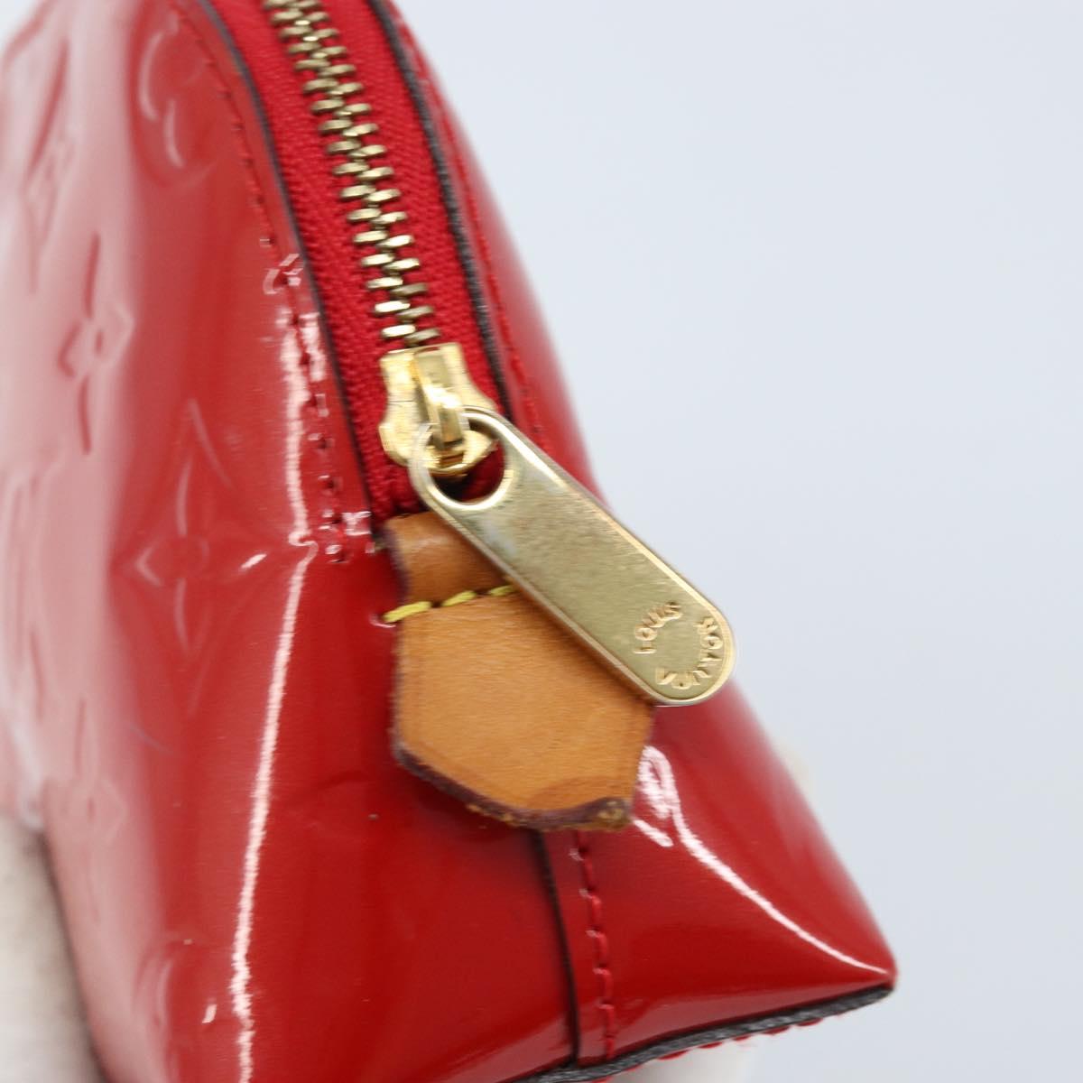 LOUIS VUITTON Monogram Vernis Pochette Pouch Red Slys M90172 LV Auth 173261