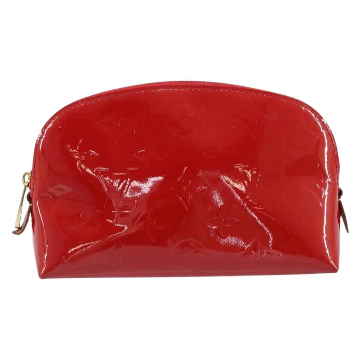 LOUIS VUITTON Monogram Vernis Pochette Pouch Red Slys M90172 LV Auth 173261