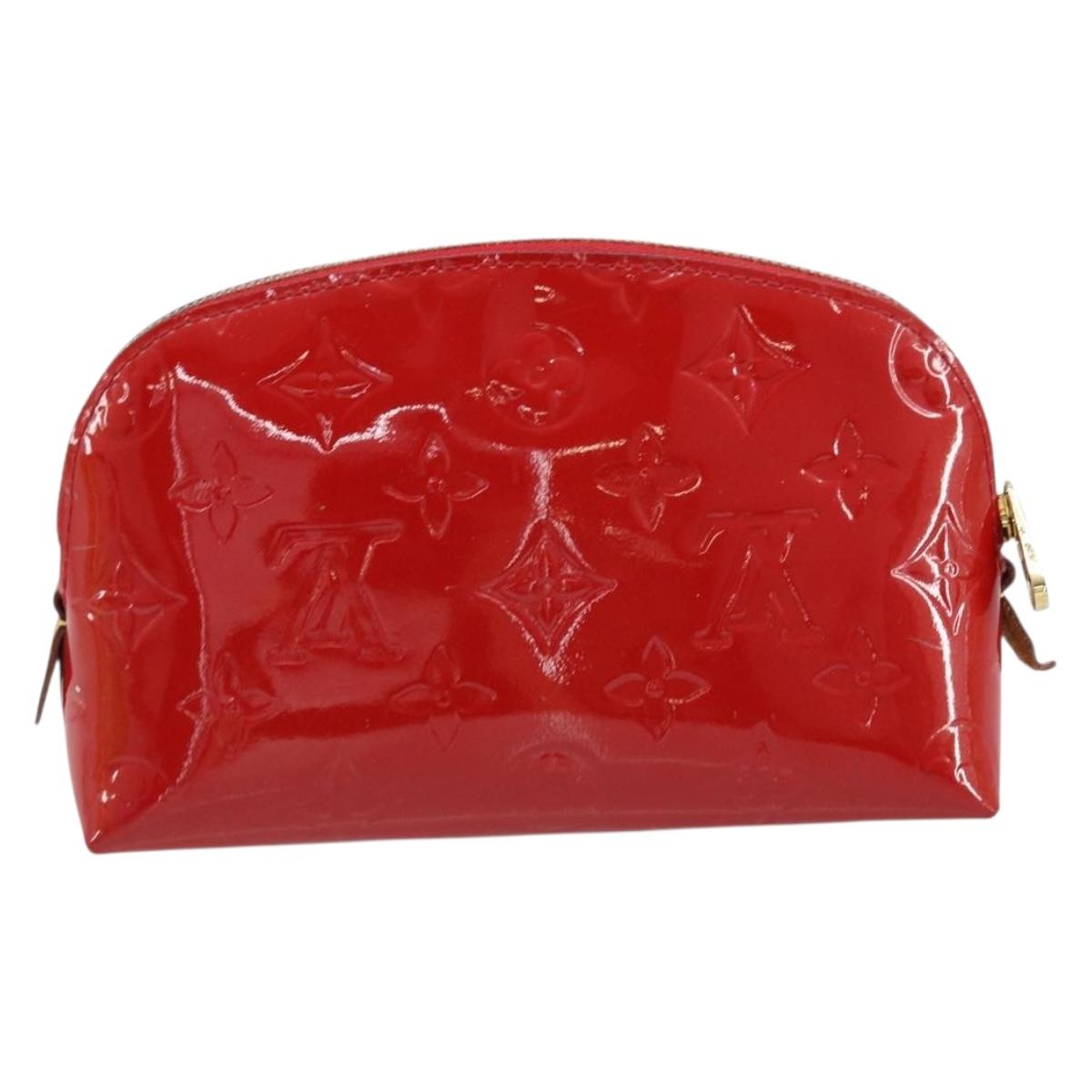 LOUIS VUITTON Monogram Vernis Pochette Pouch Red Slys M90172 LV Auth 173261